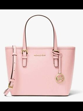 Michael Kors Blush Pink Leather Tote with Gold MK Charm